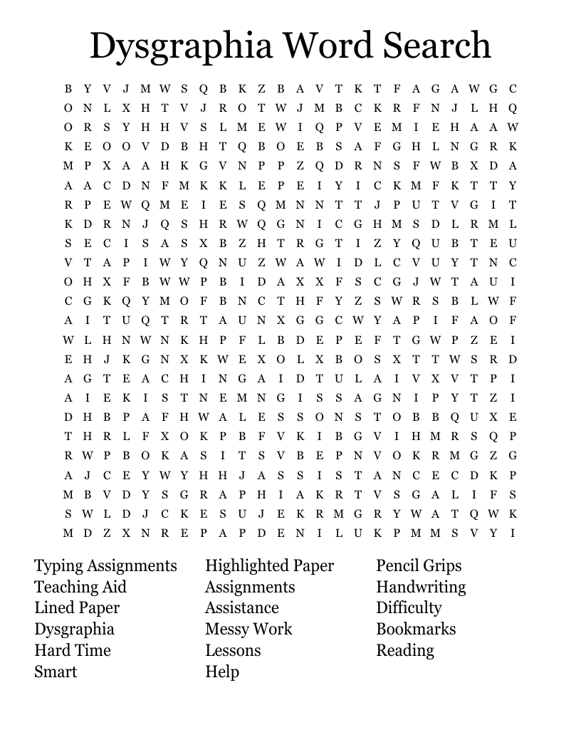 Dysgraphia Word Search