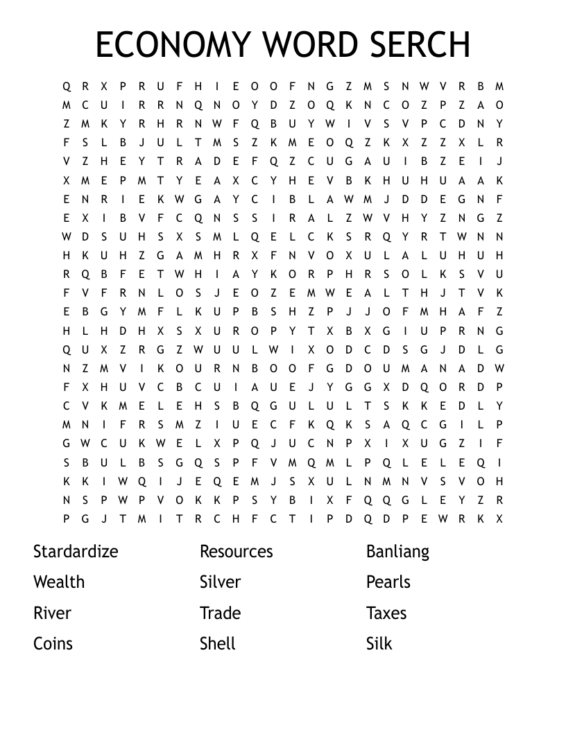 ECONOMY WORD SERCH Word Search