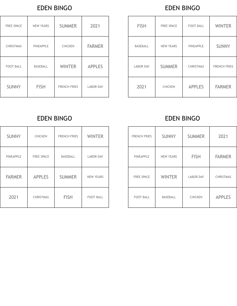 EDEN BINGO