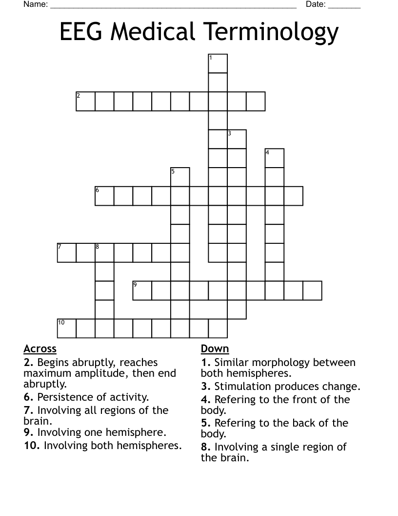 EEG Medical Terminology Crossword