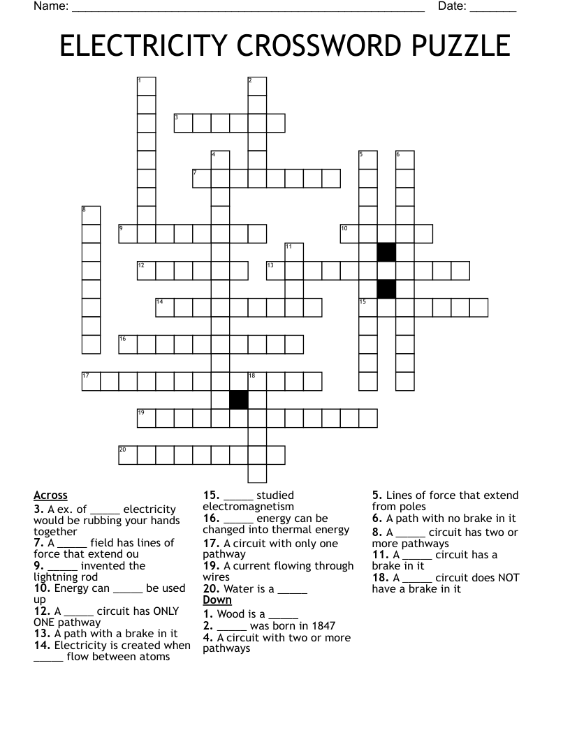 A Current Flows Through It Crossword Usedsportdogyardtrainer