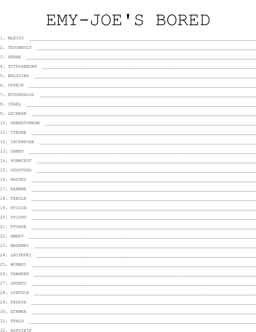 EMY-JOE'S BORED
