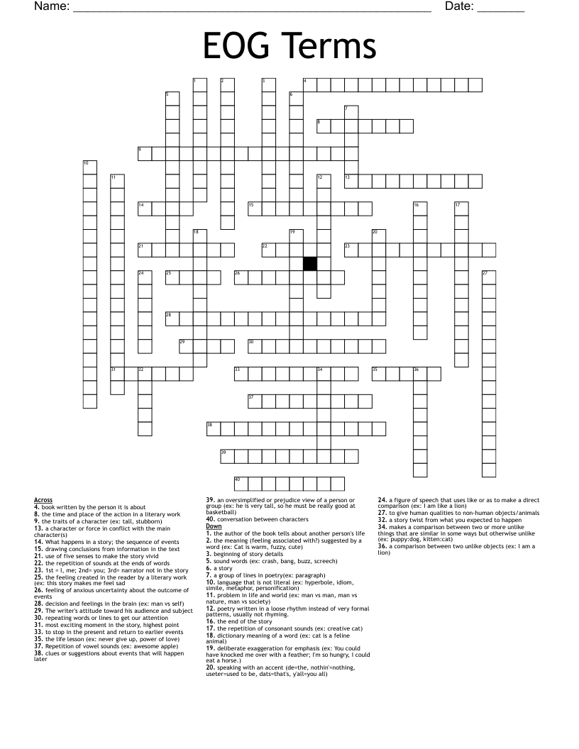 EOG Terms Crossword