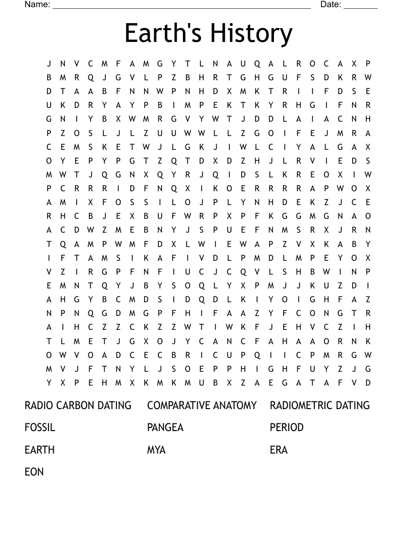 Earth's History Word Search