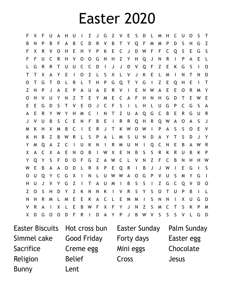 Easter 2020 Word Search