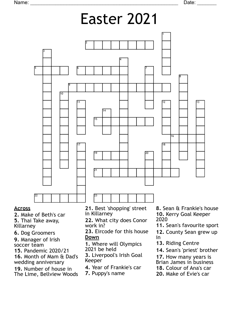 Easter 2021 Crossword WordMint