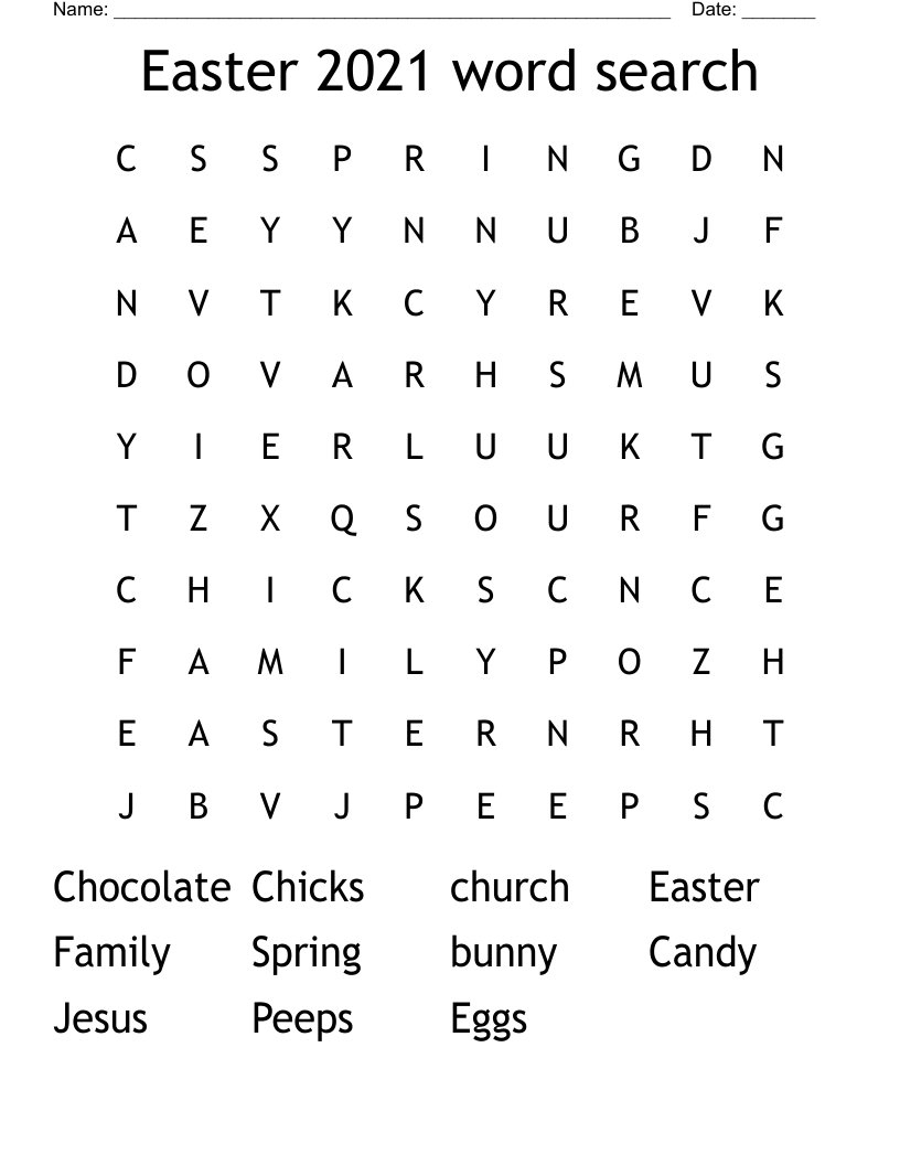 Easter 2021 word search 