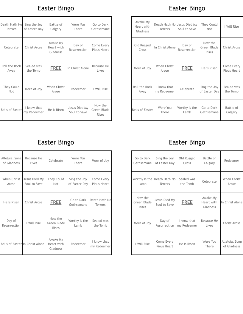 Easter Bingo