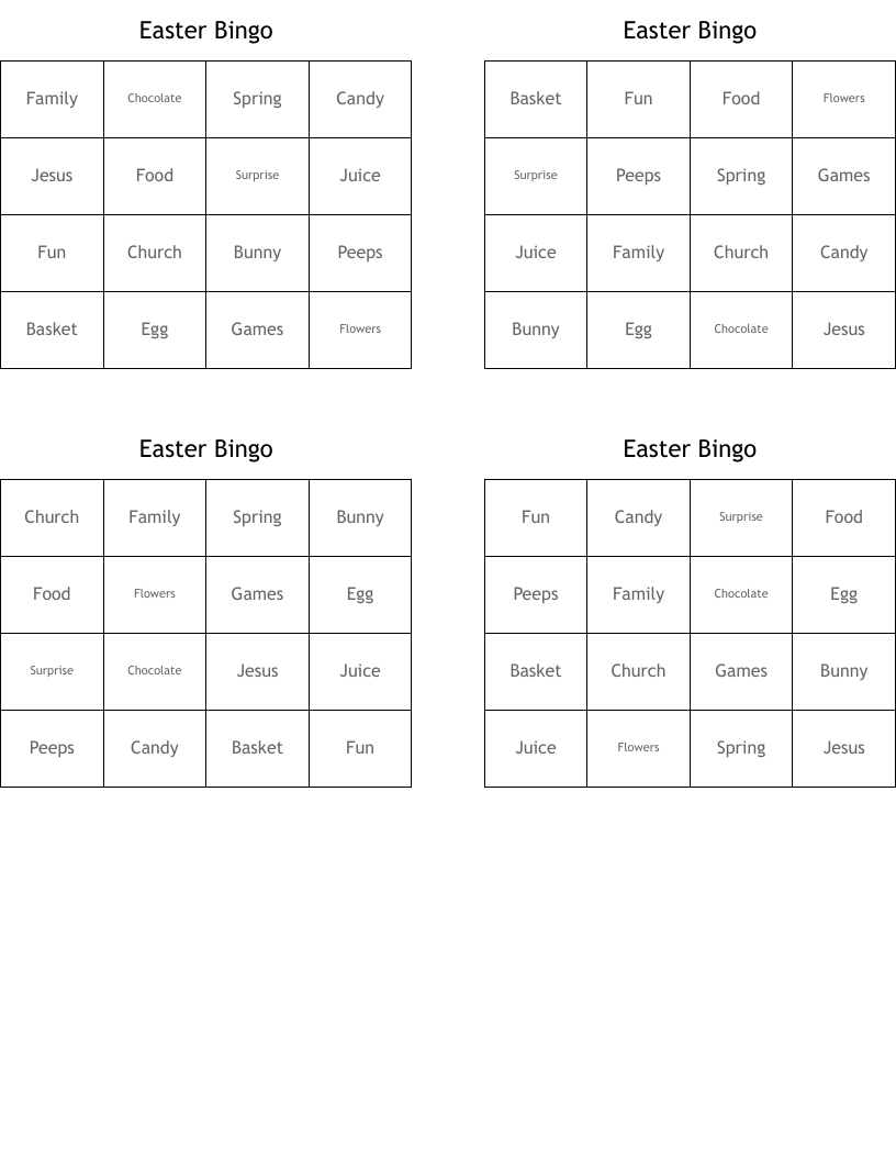 Easter Bingo