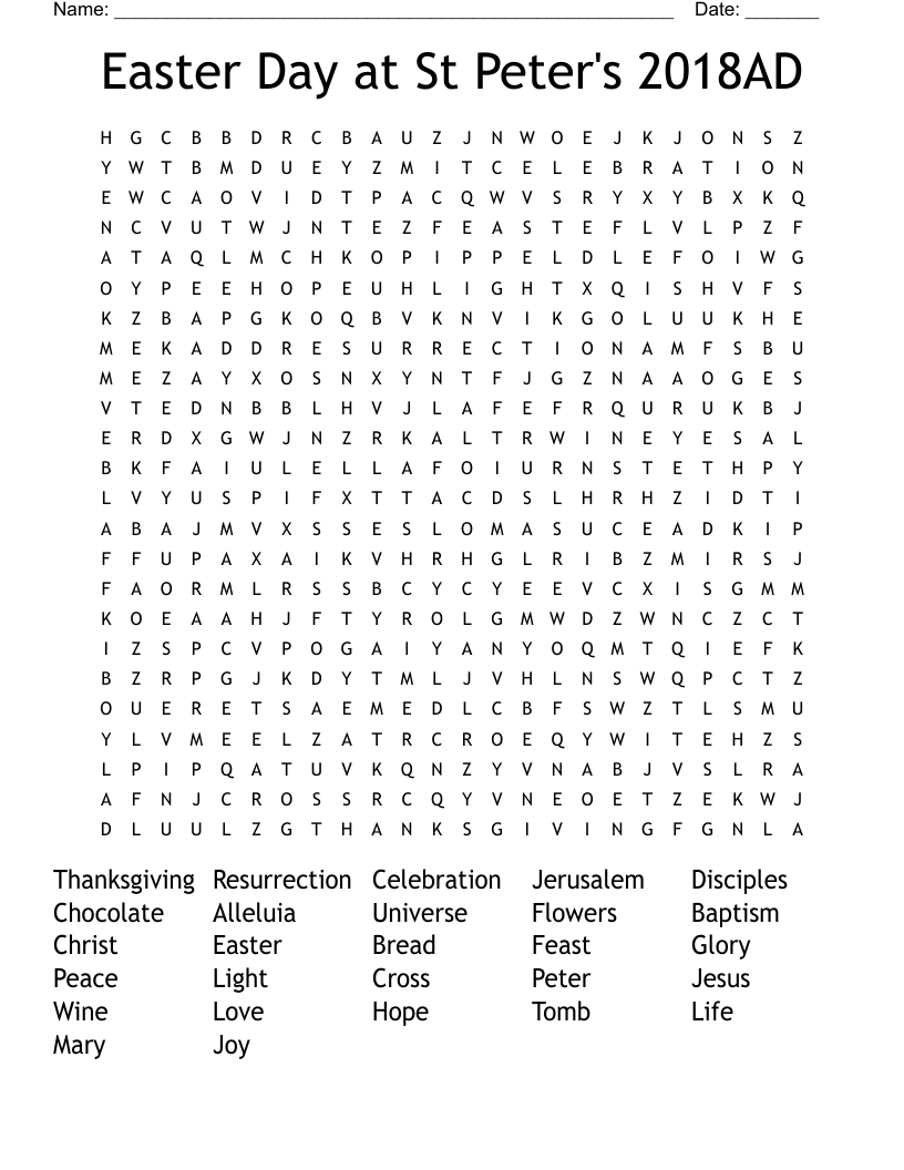 Easter Day at St Peter's  2018AD Word Search
