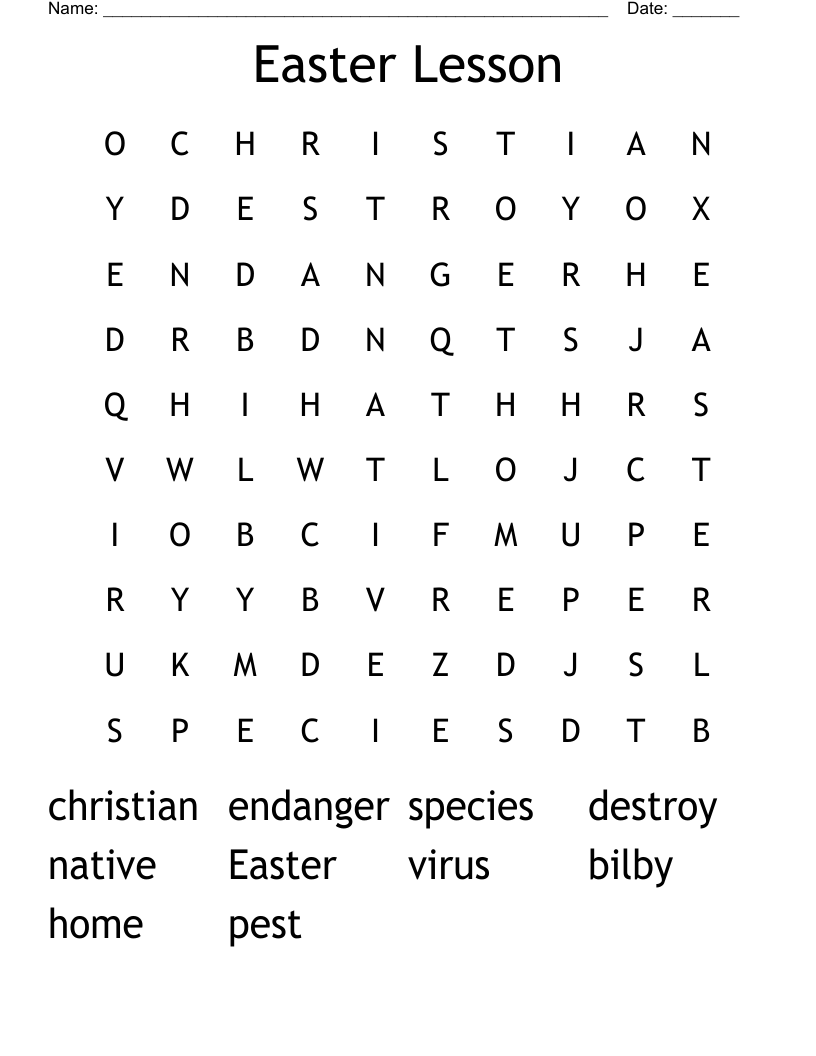 Easter Lesson Word Search