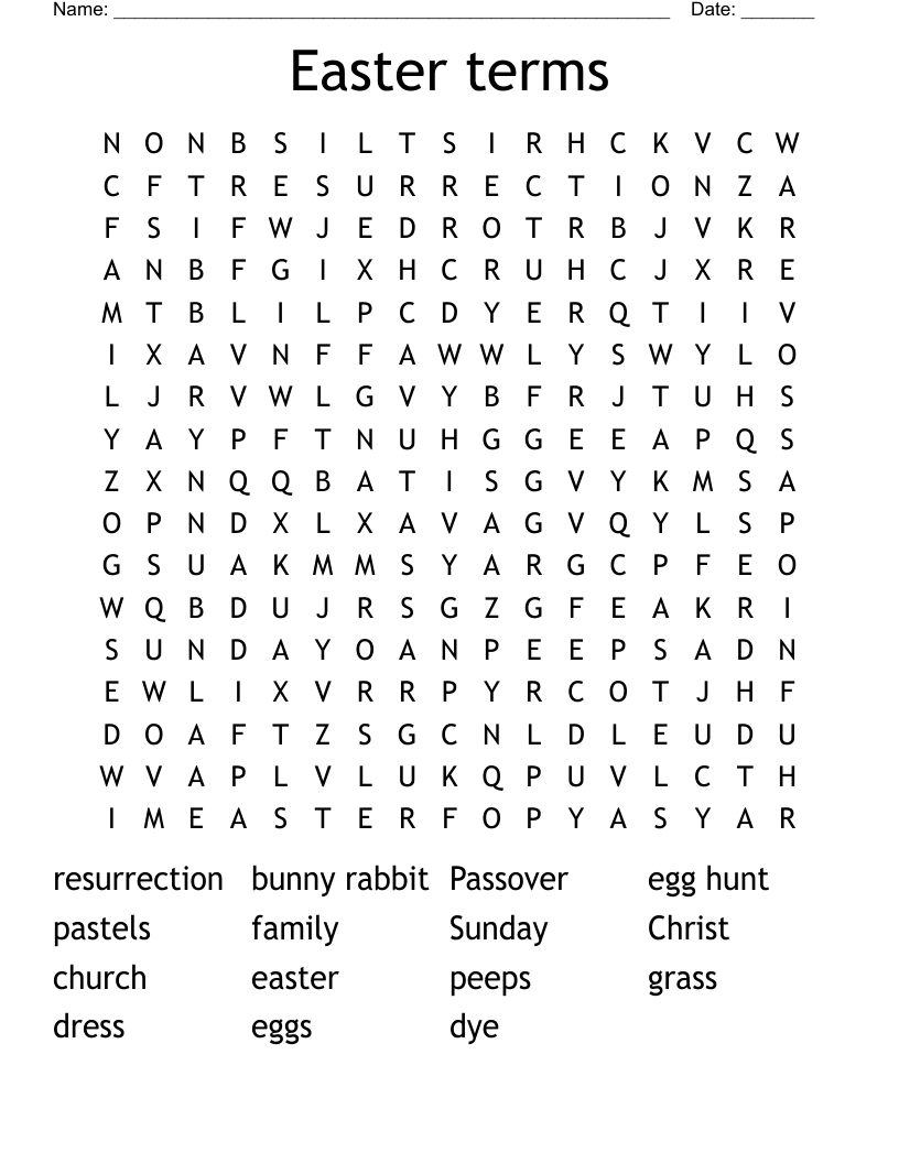 Easter terms Word Search