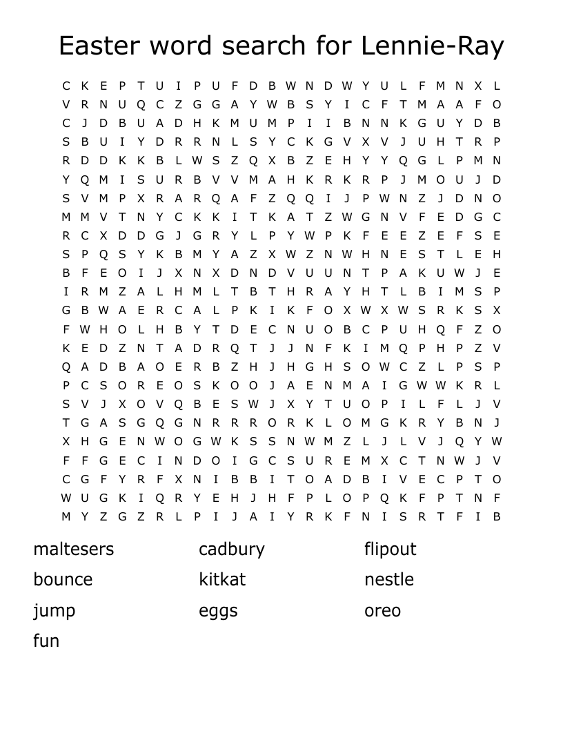 Easter word search for Lennie-Ray