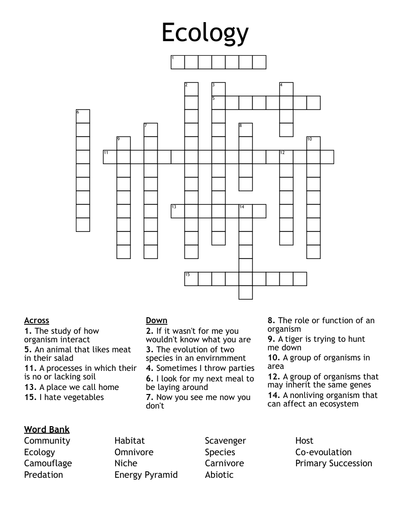 Ecology Crossword