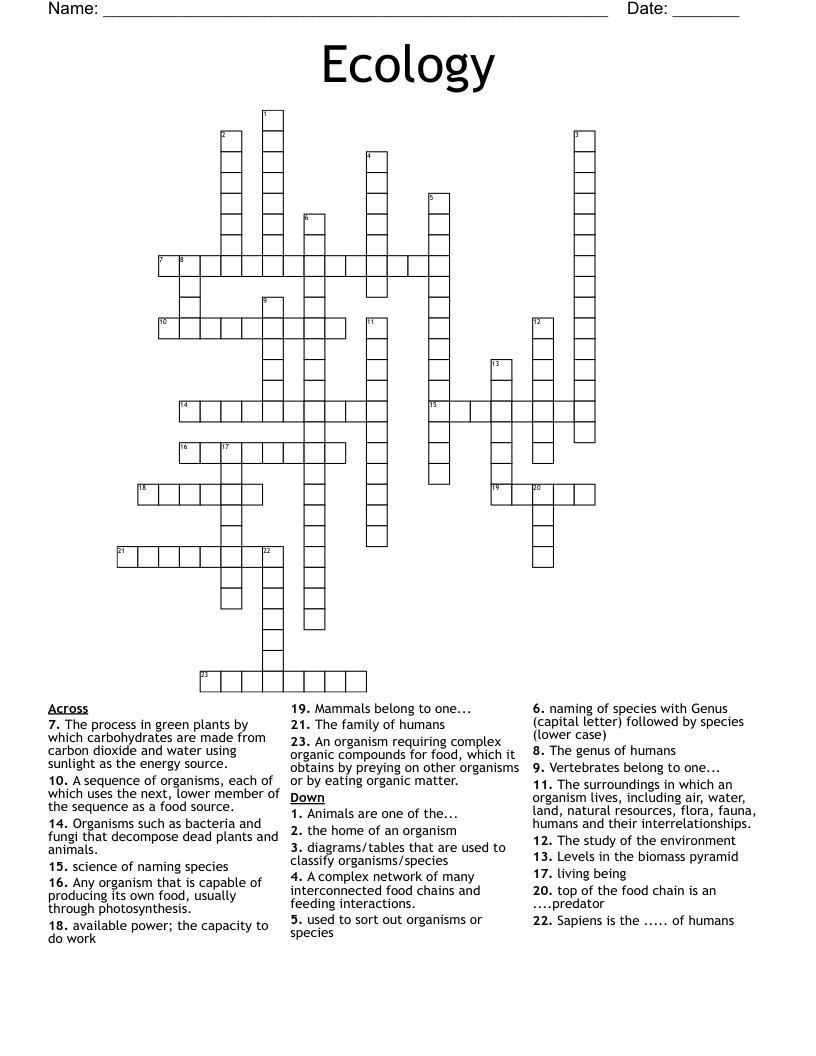 Ecology Crossword