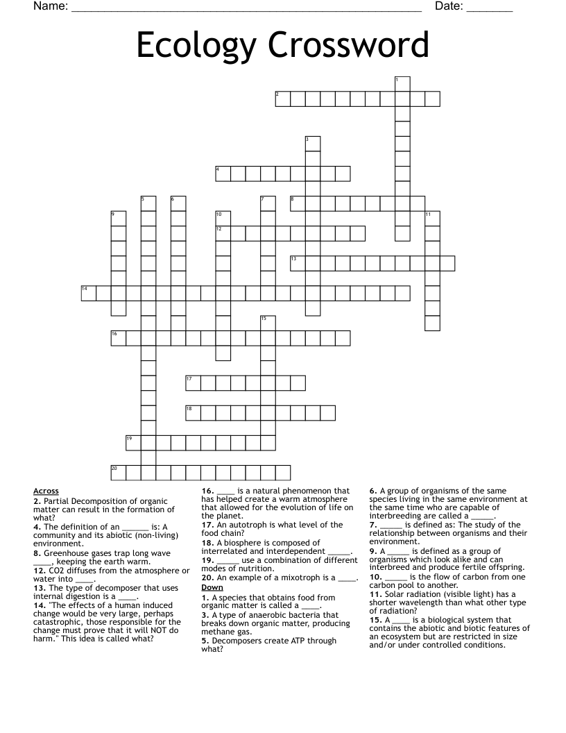 Ecology Crossword