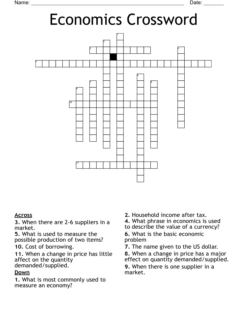 Economics Chapter 1 And 2 Crossword Puzzle Wordmint Bank2home