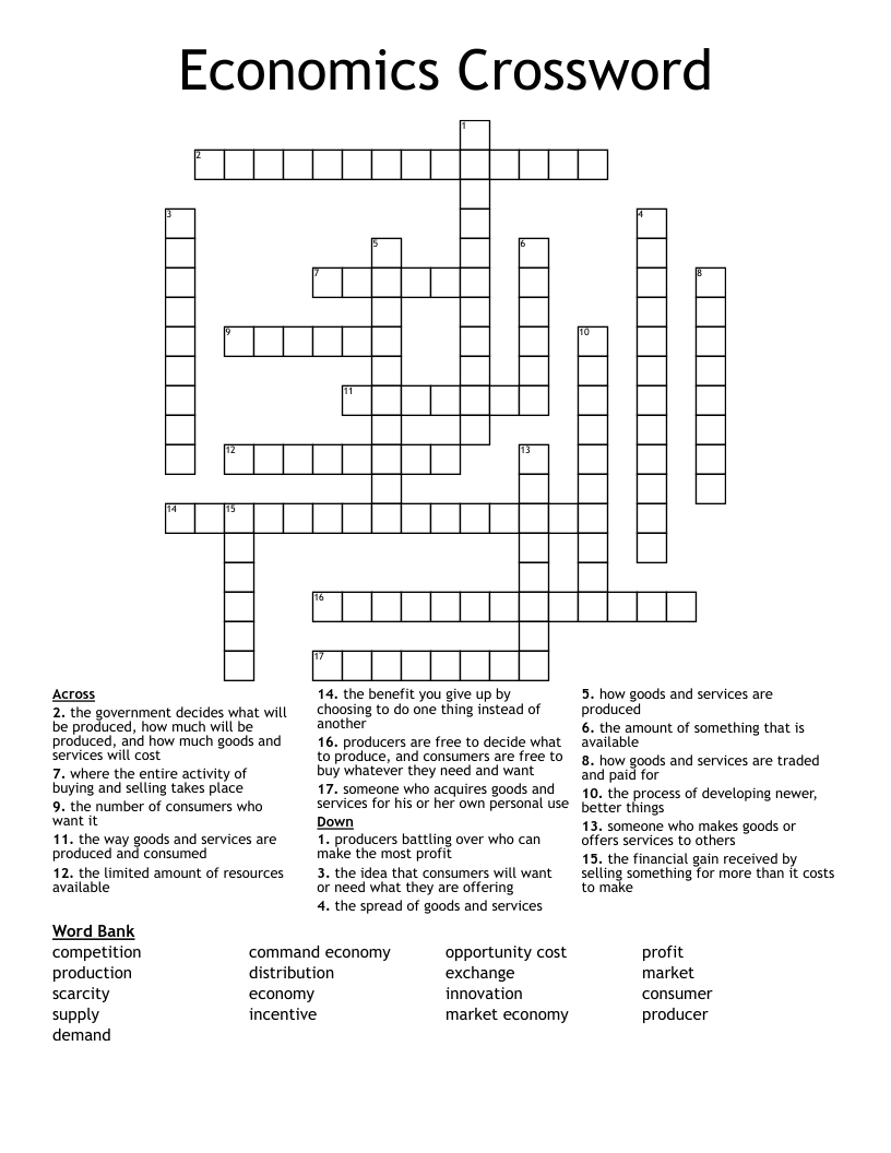 Economics Crossword WordMint