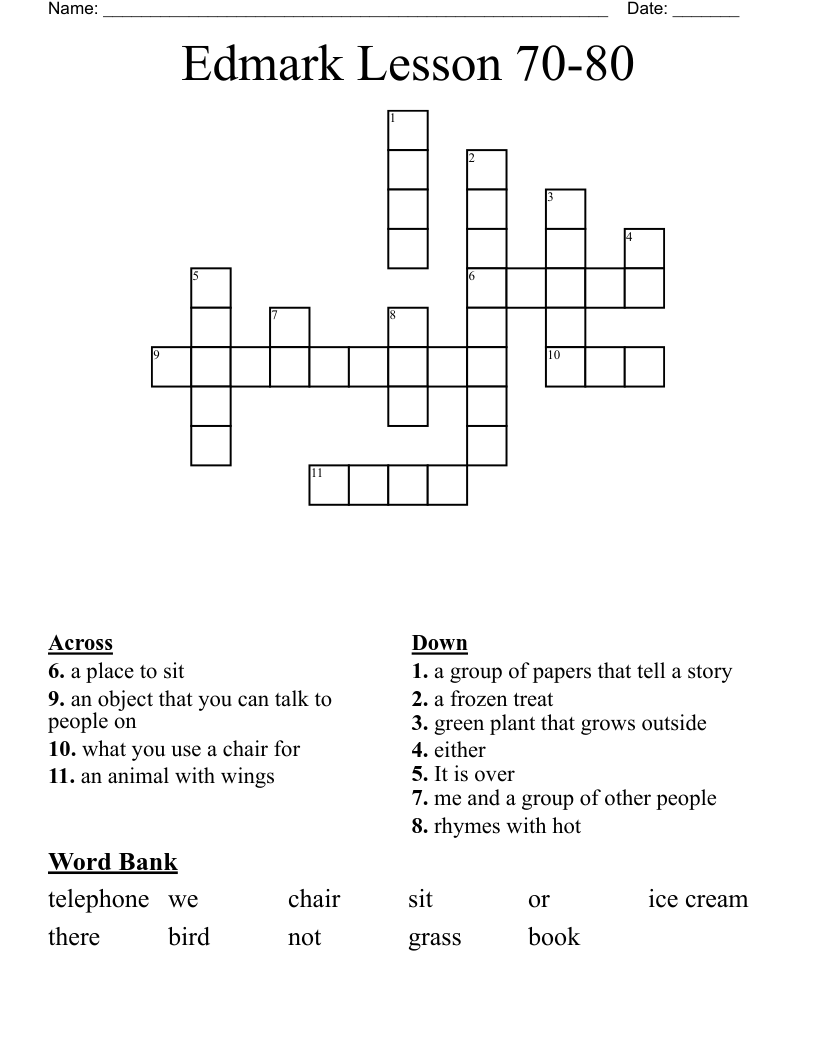 Edmark Lesson 70-80 Crossword