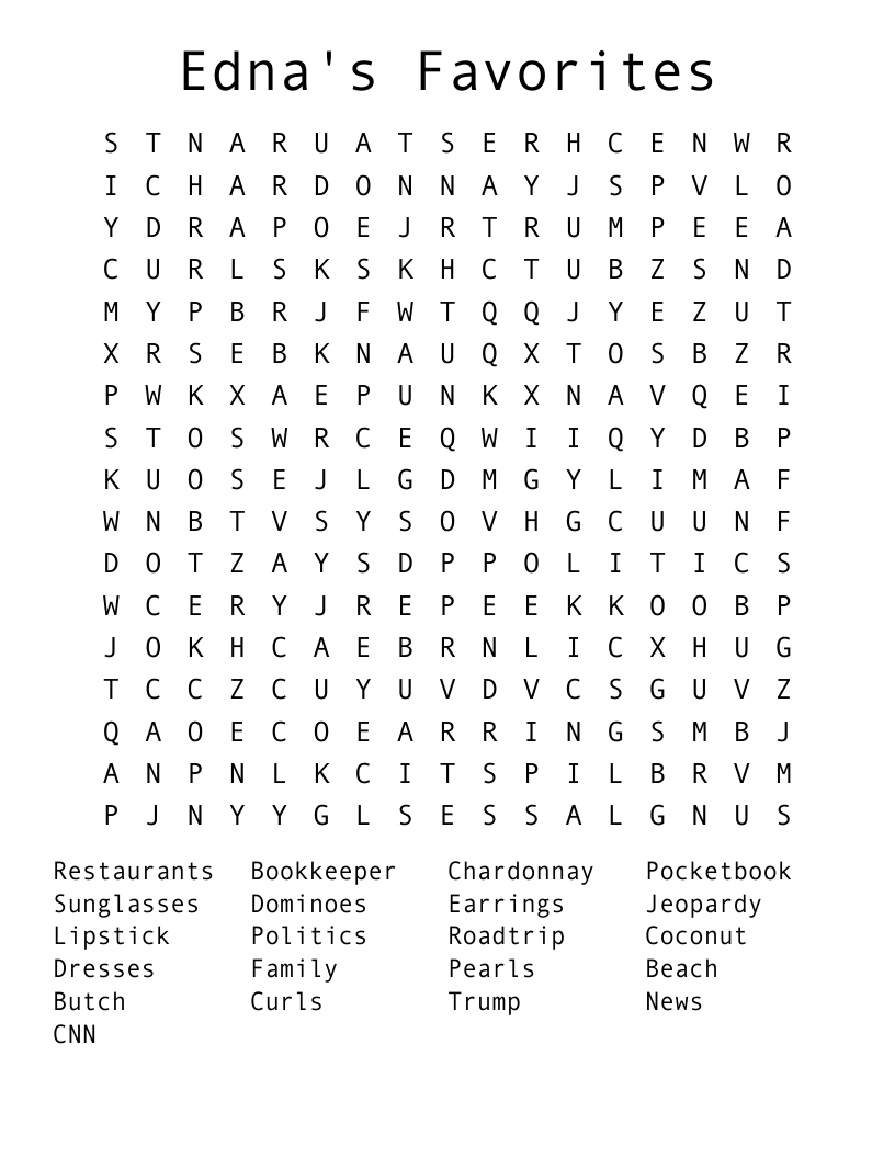 Edna's Favorites Word Search