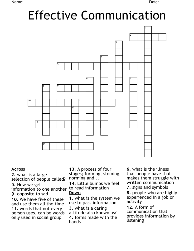 Effective Communication  Crossword