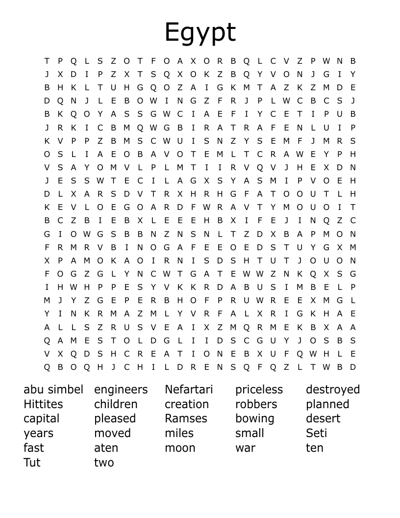 Egypt Word Search