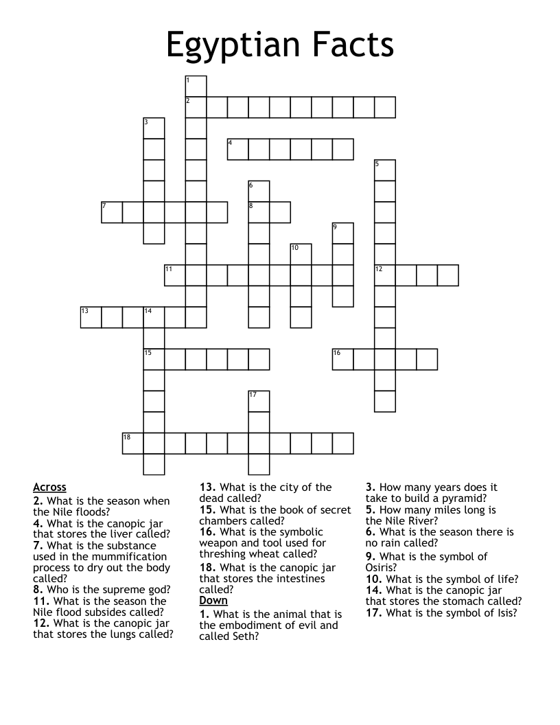 Egyptian Facts Crossword