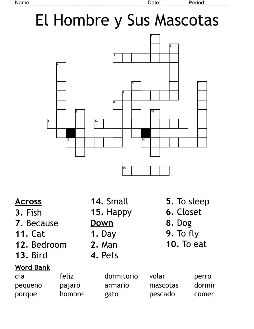 El Hombre y Sus Mascotas  Crossword