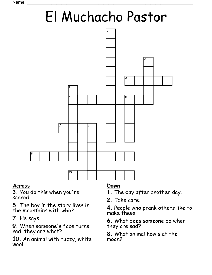 El Muchacho Pastor Crossword