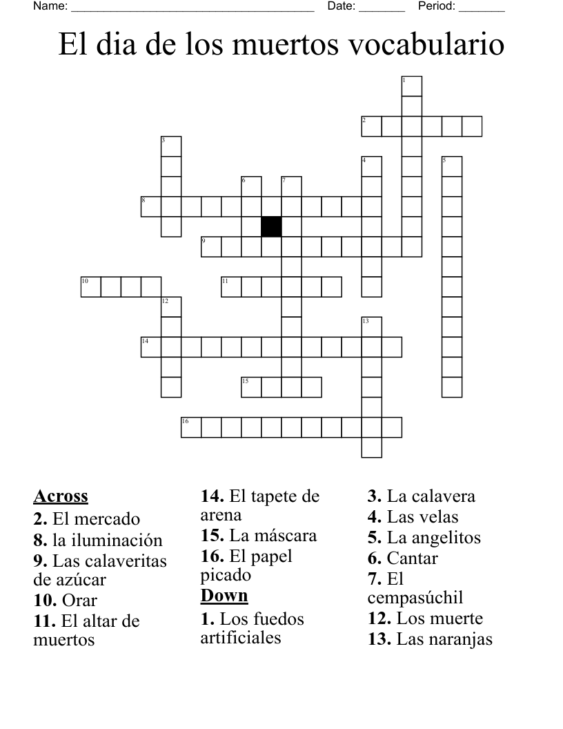 Dia De Los Muertos Word Search WordMint
