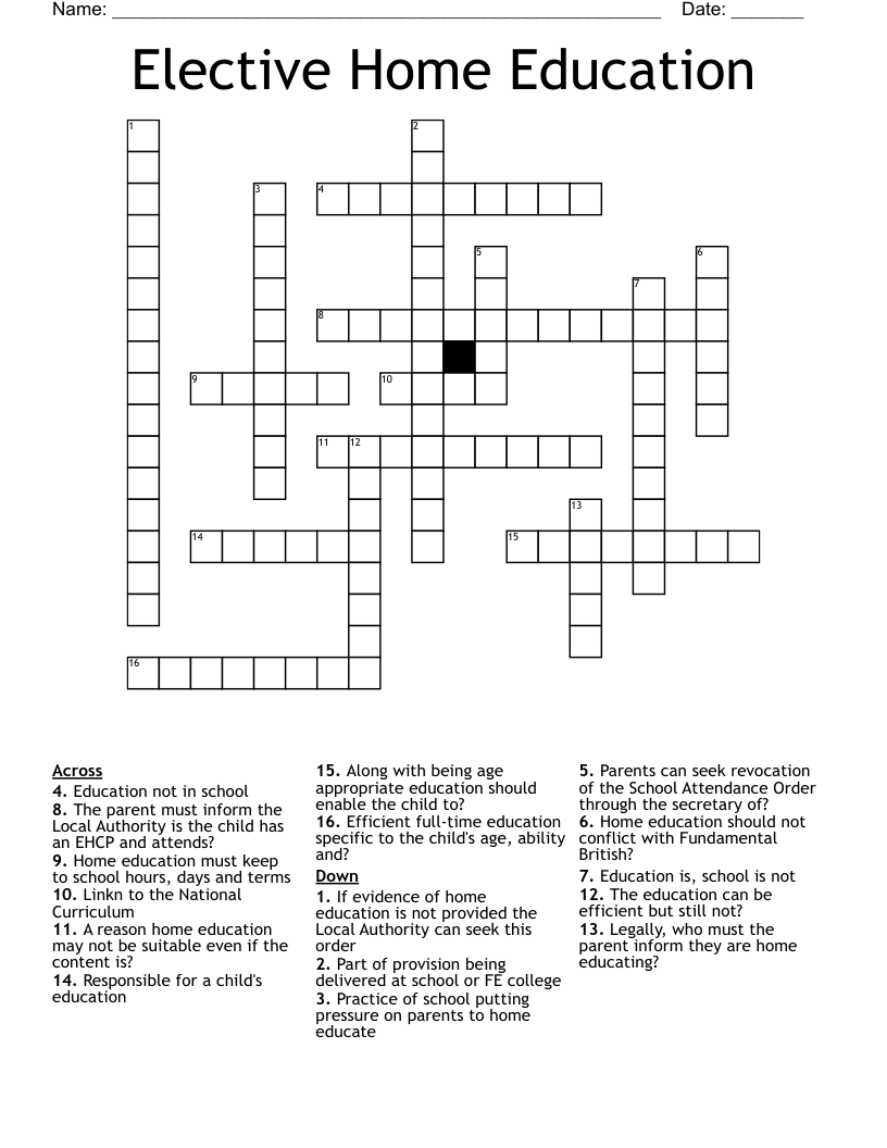 do a home ec assignment crossword