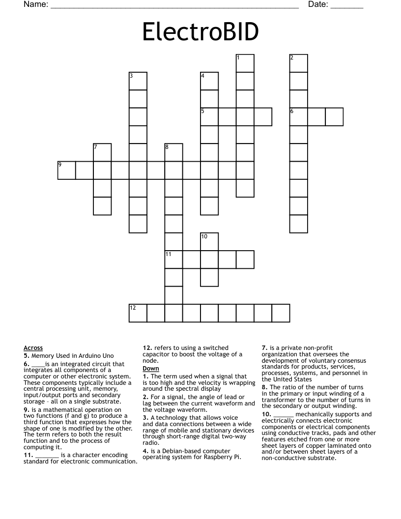 ElectroBID Crossword WordMint