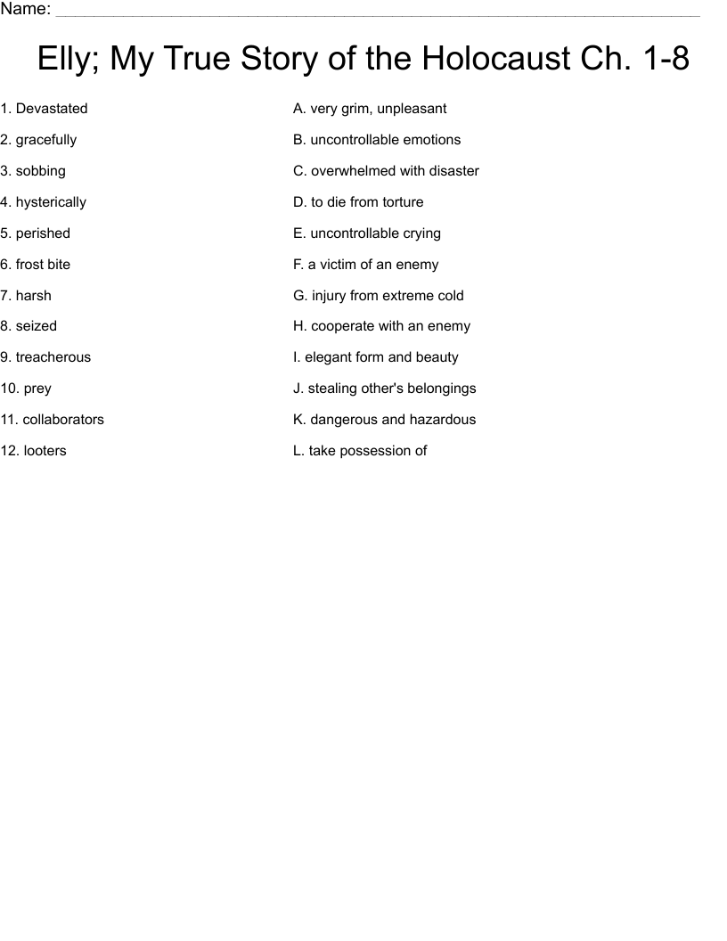 Elly; My True Story of the Holocaust Ch. 1-8