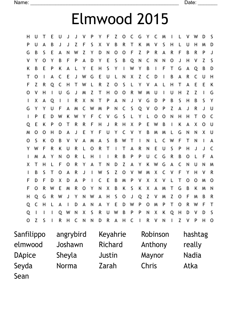 Elmwood 2015 Word Search