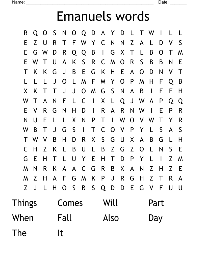 Emanuels words Word Search - WordMint