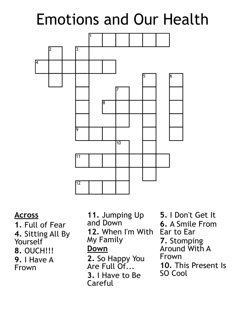 Emotions and Our Health Crossword