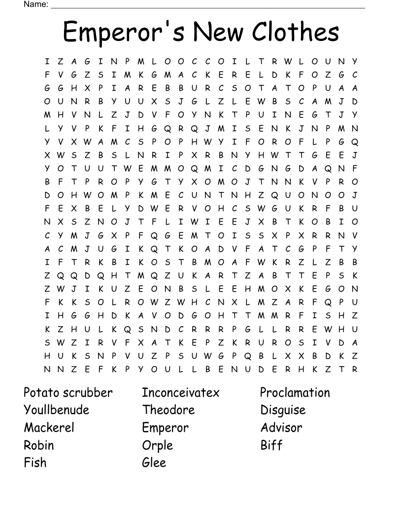 Emperor's New Clothes Word Search