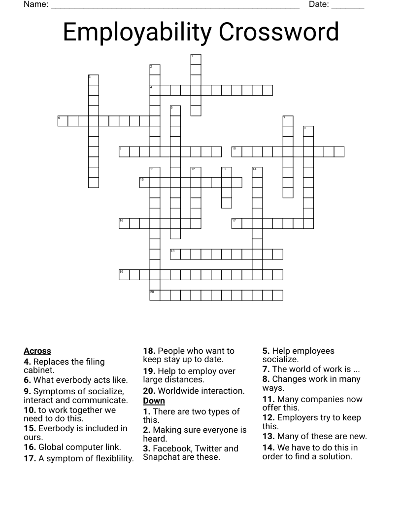 Employability Crossword