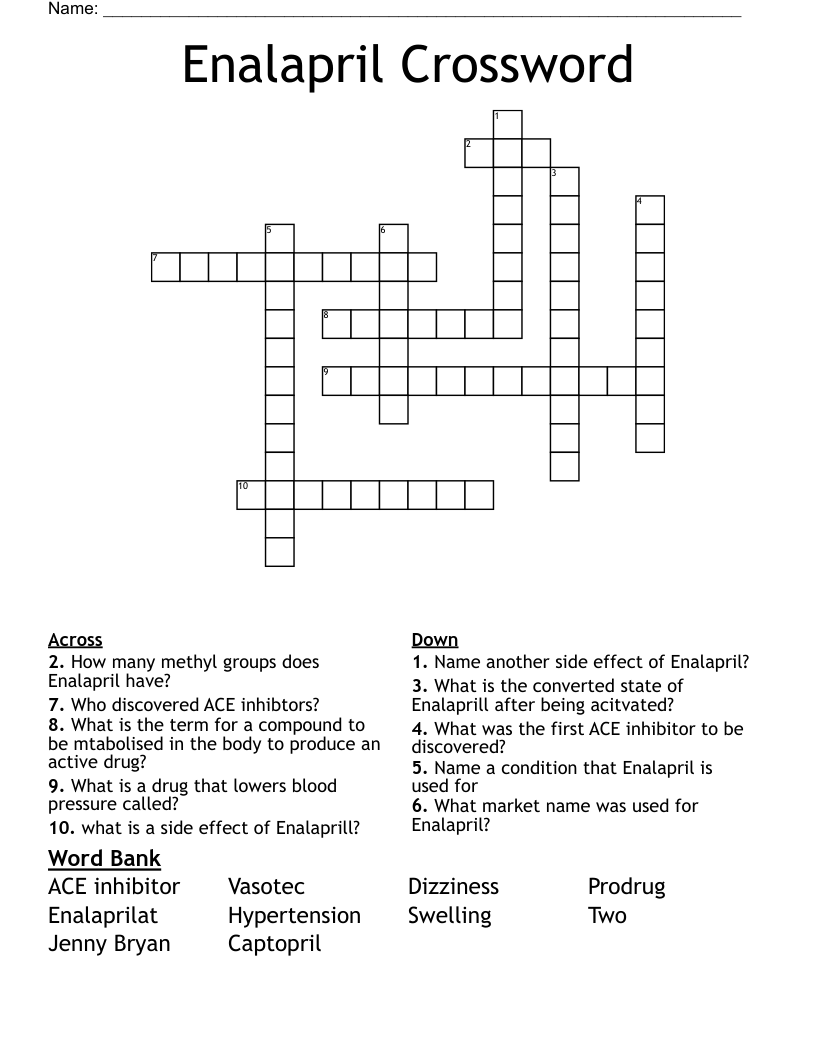 Enalapril Crossword