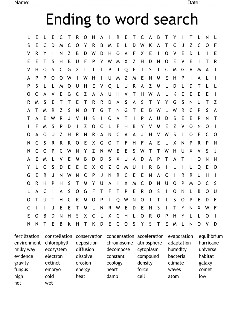 Ending to word search