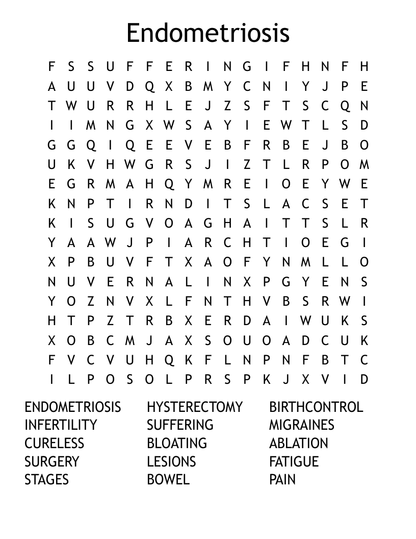Endometriosis Word Search