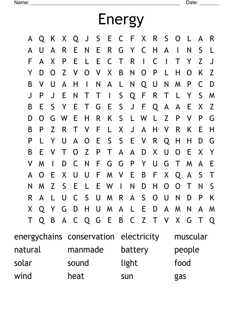 Energy Word Search
