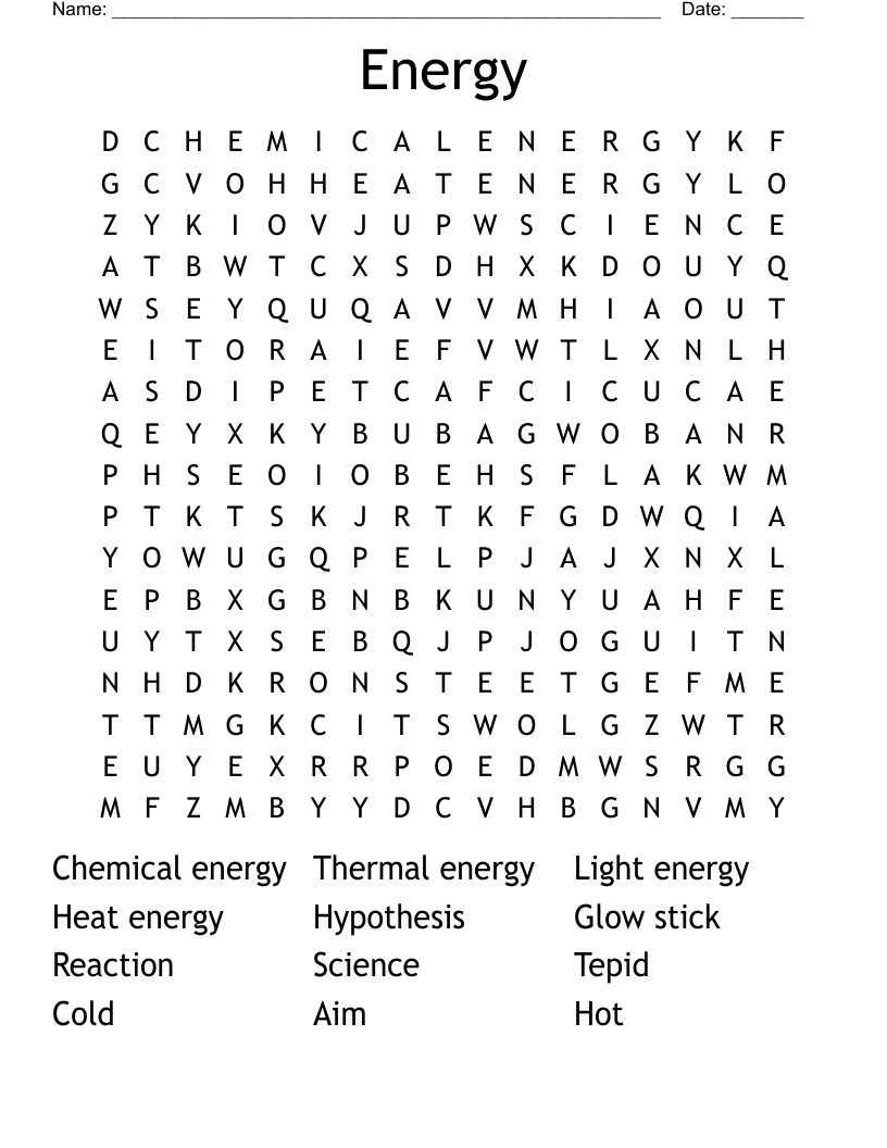 Energy Word Search