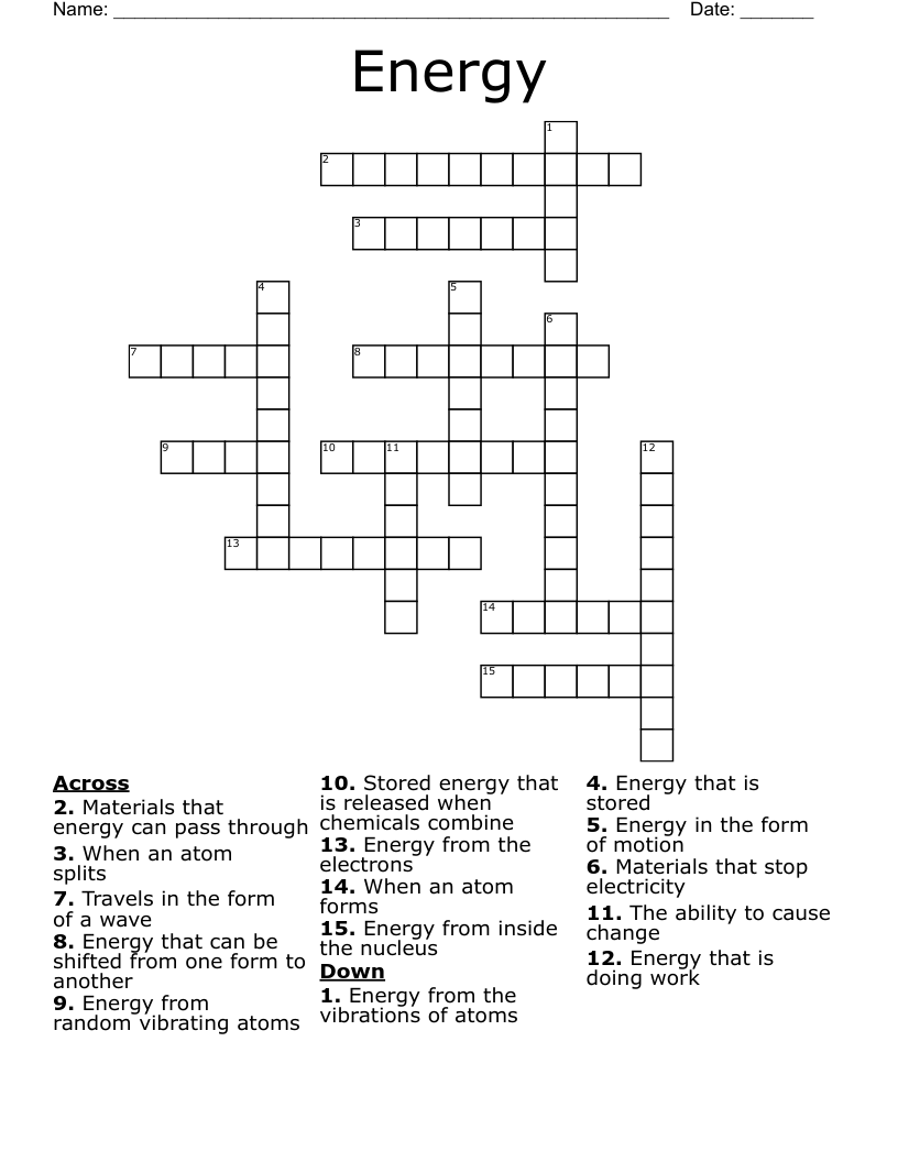 Energy Crossword