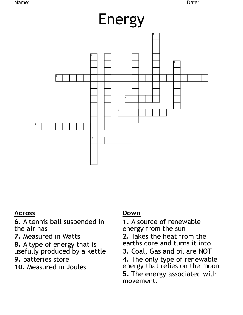Energy Crossword