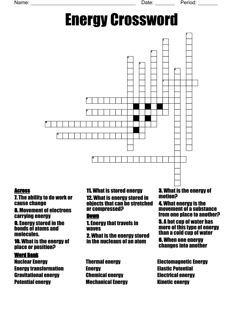 Energy Crossword