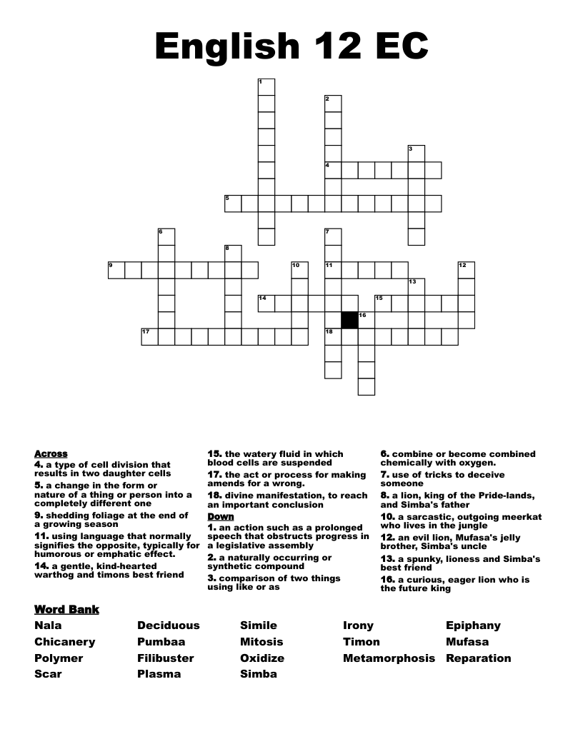 do a home ec assignment crossword