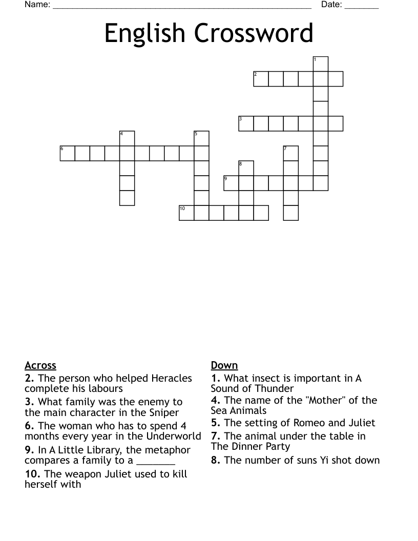 English Crossword 