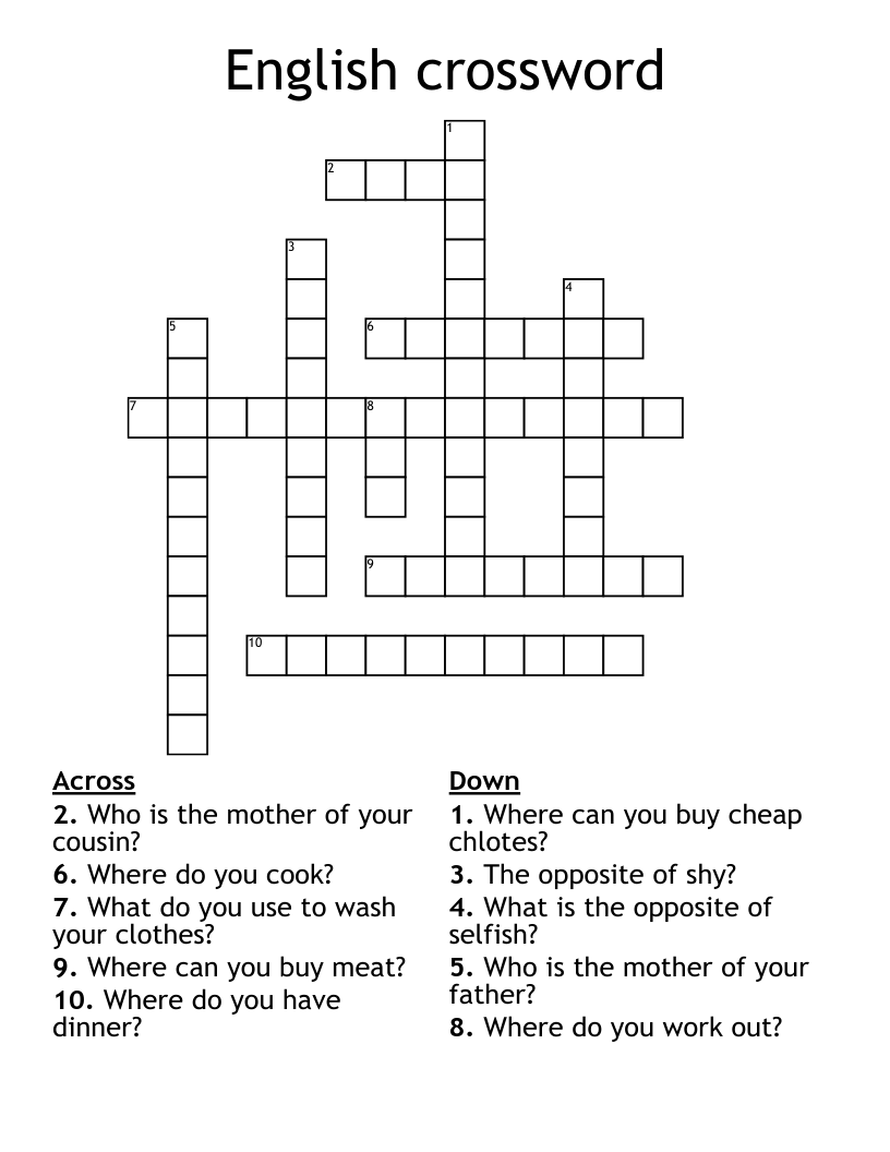 English crossword