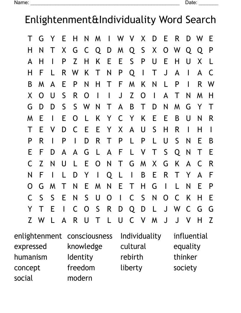 Enlightenment&Individuality Word Search
